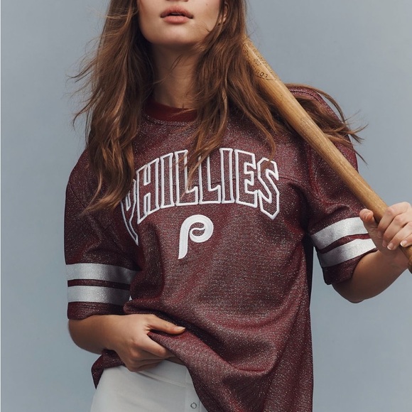 MLB Tops - NWT Phillies Women's Burgundy Jersey Top